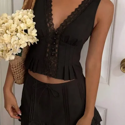 2 Piece Sleeveless Top And Skirt