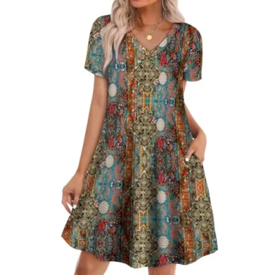 Boho Summer T Shirt Dress