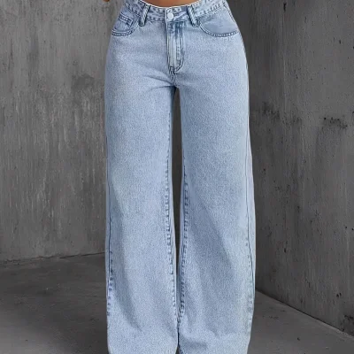 Light Blue Wide Leg Denim
