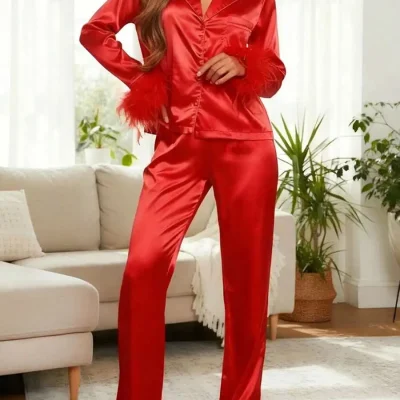 2 Piece Satin Lounge Set