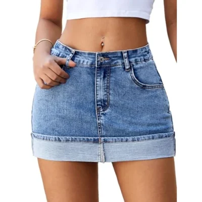 Denim Skirts with Shorts Underneath