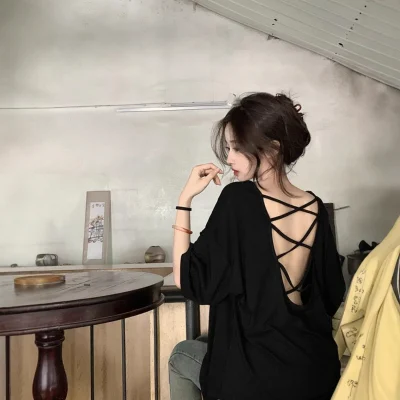 Halter short-sleeved T-shirt