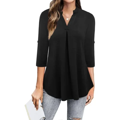 3/4 Sleeve V Neck Shirt