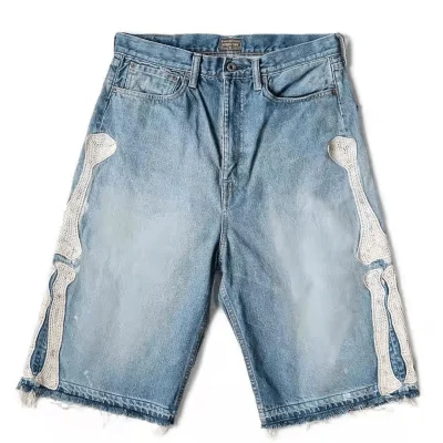 Embroidered Denim Shorts