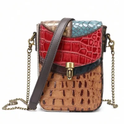 Genuine Leather Bag Crocodile Pattern