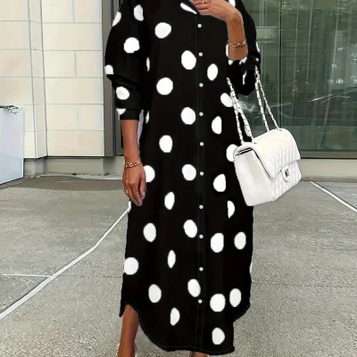Plus size polka dot shirtdress