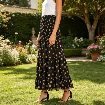 Star Print Long Skirt