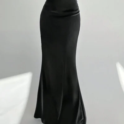 Black Satin Maxi Skirt
