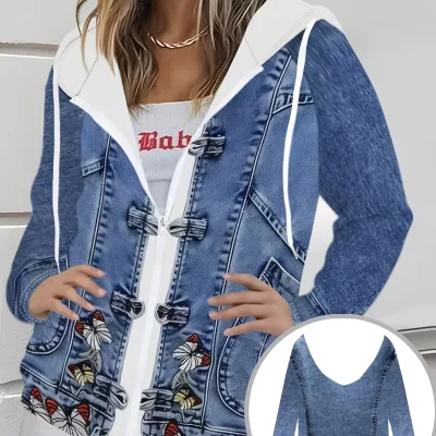 Plus size faux denim jacket